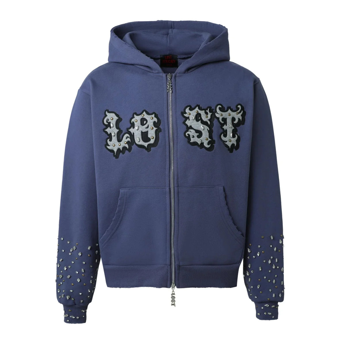 Lost Intricacy "Patches" Blue Zip-Up Hoodie