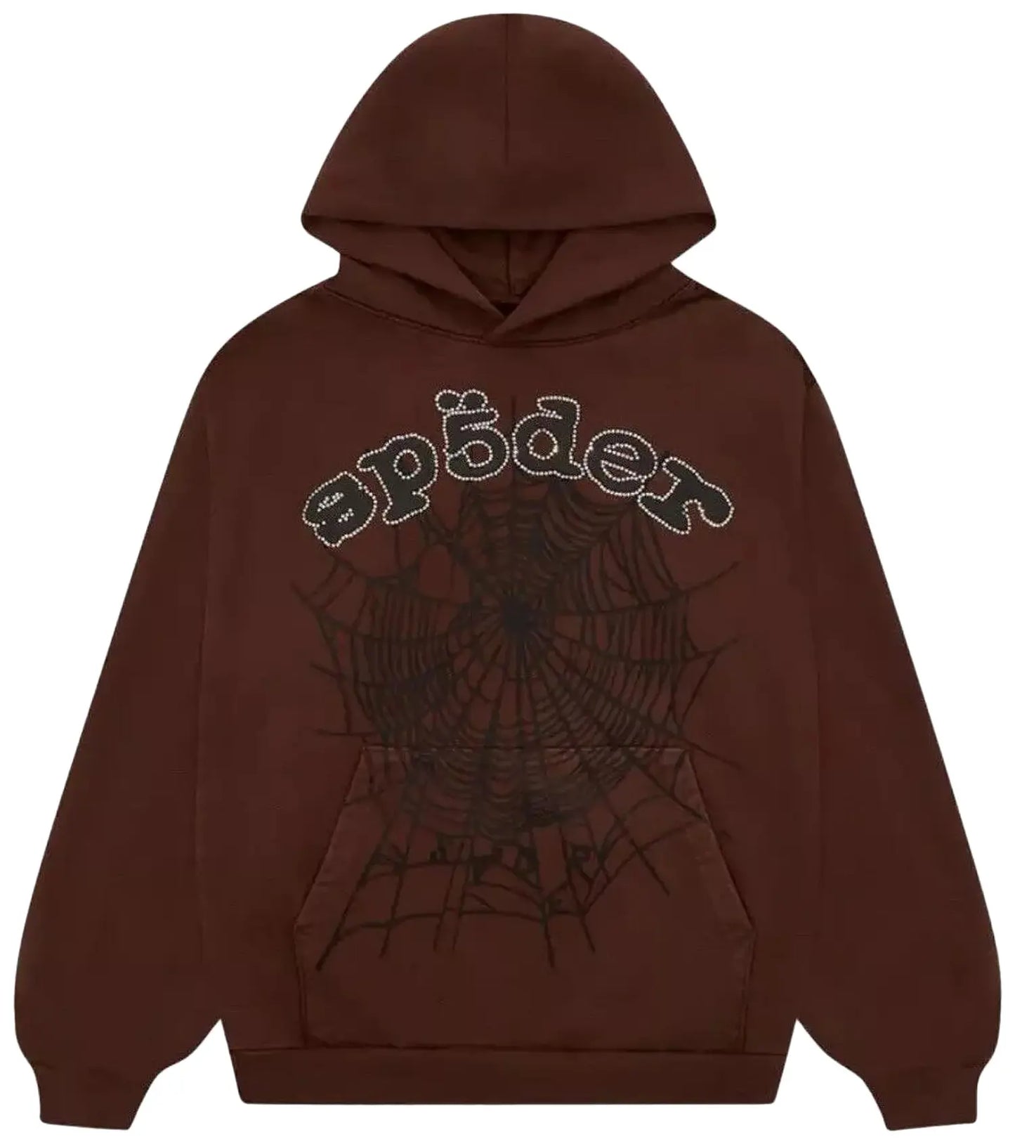 Sp5der x Travis Scott ComplexCon Exclusive Rhinestone Web Hoodie 'Brown'