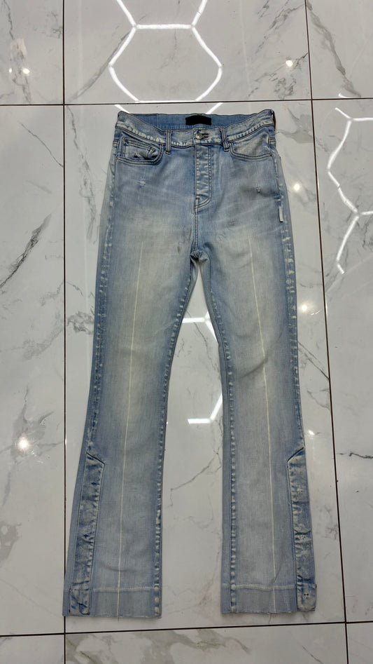 Amiri Stack Kick Flare Jean in Clay Indigo BNWT 33