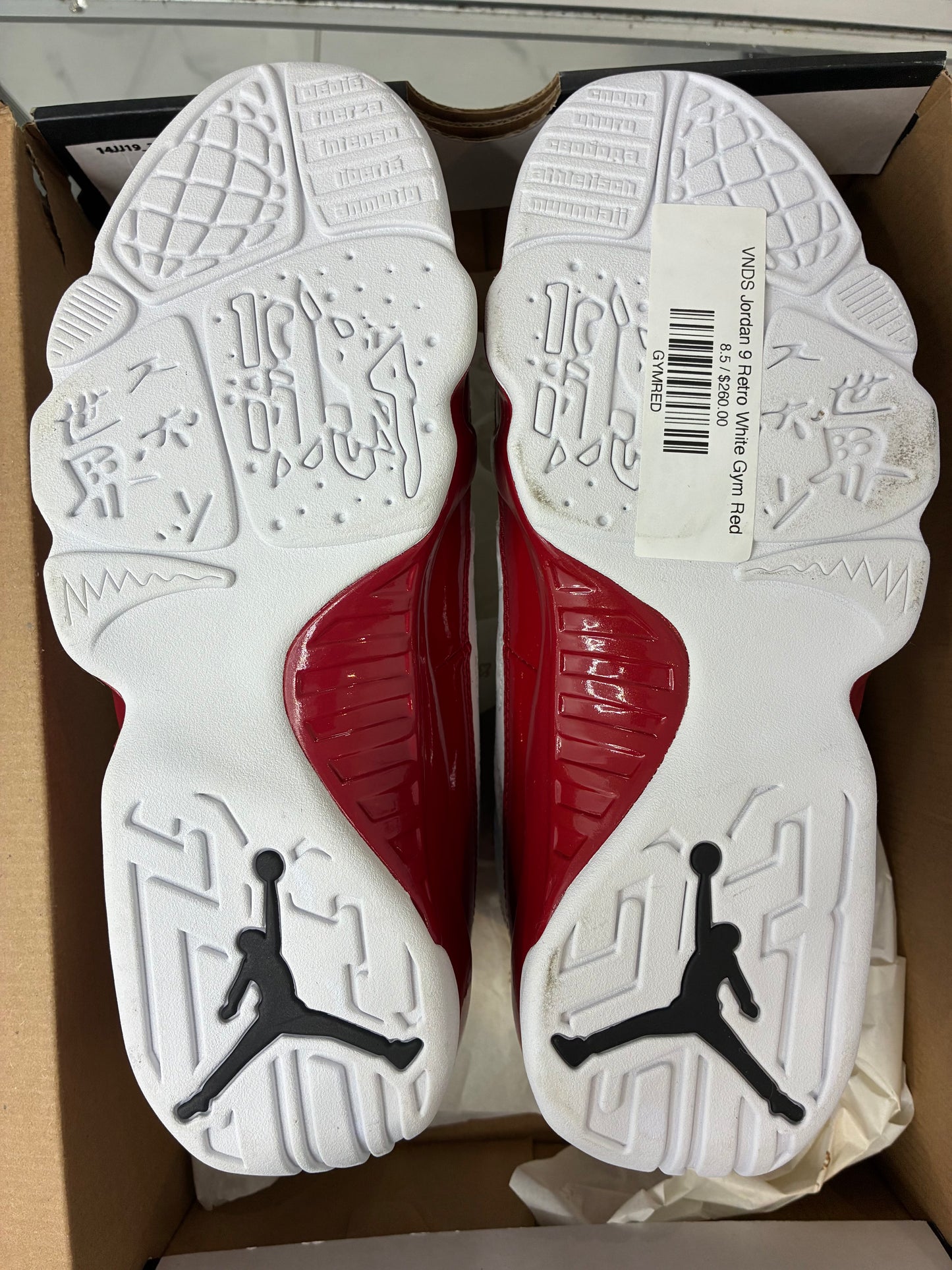 USED Jordan 9 Retro White Gym Red