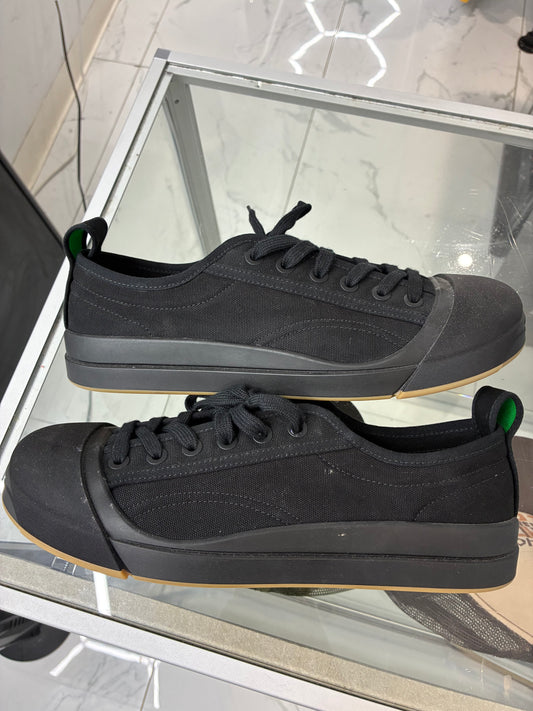 USED Bottega Veneta Black Canvas and Leather Vulcan Low Top