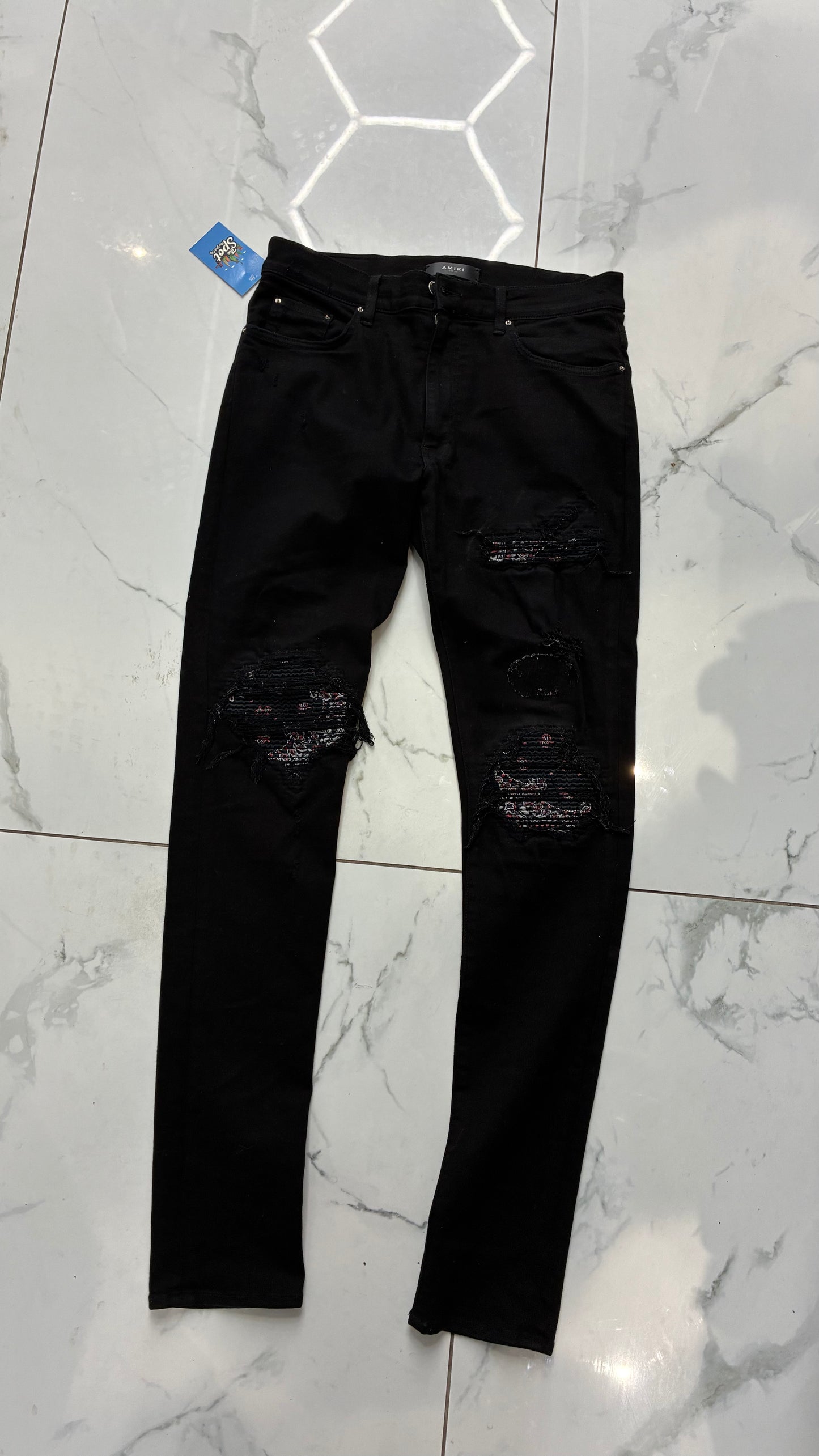 AMIRI MX1 BLACK/RED PATCH Bandana Jeans