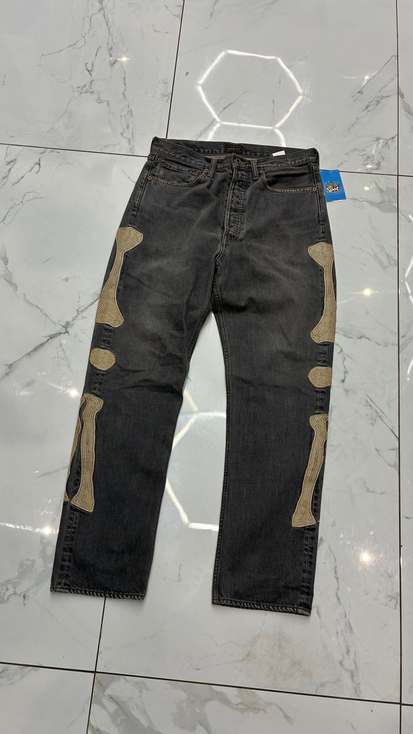 KAPITAL - Slim-Fit Embroidered Denim Jeans - Black