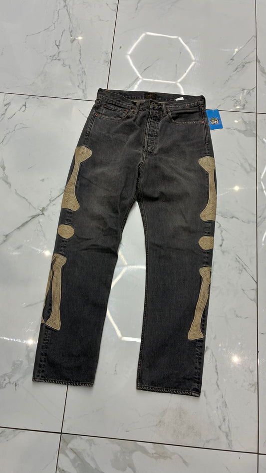 KAPITAL - Slim-Fit Embroidered Denim Jeans - Black
