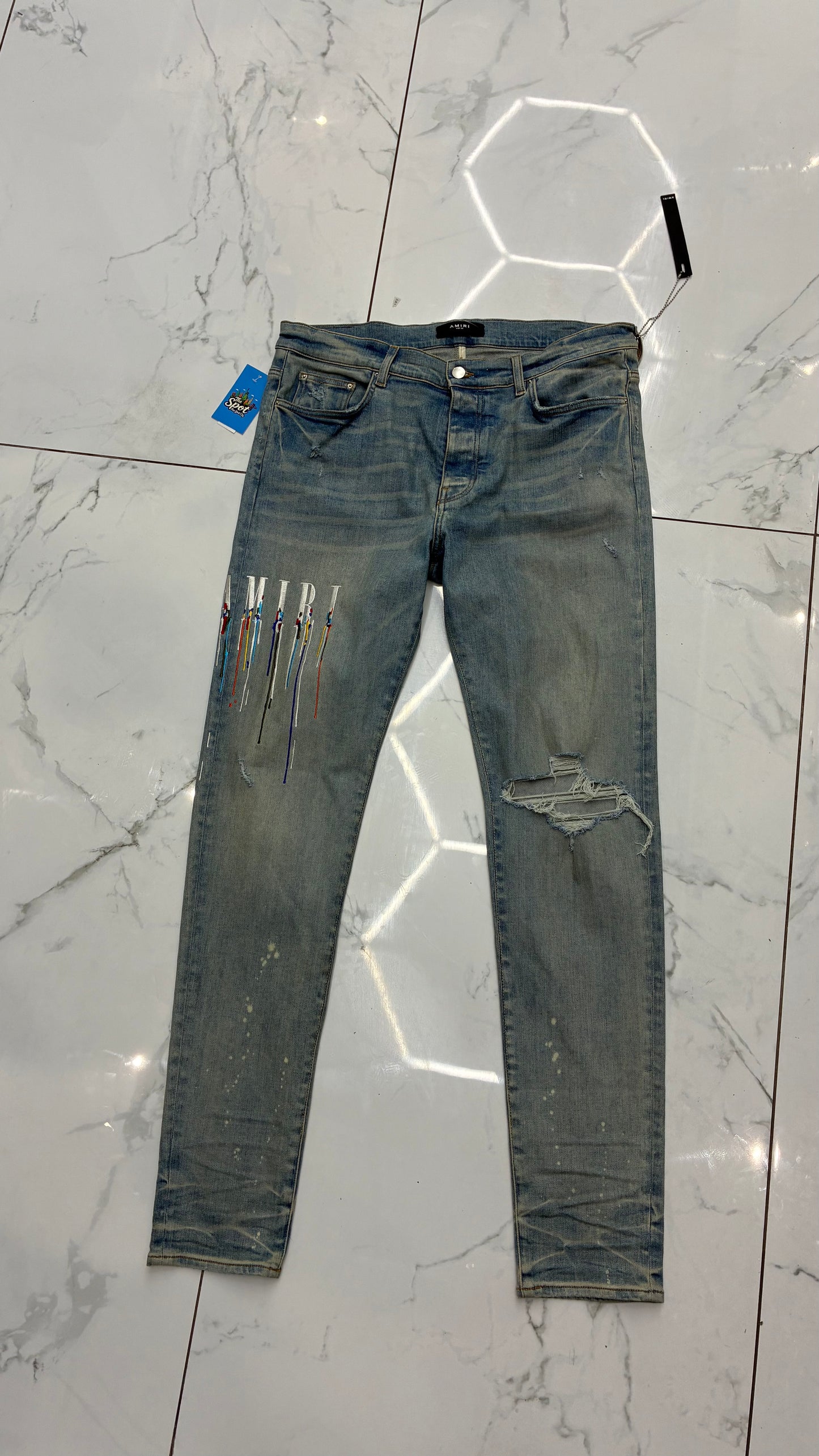 Amiri Paint Drip Logo Jean 'Clay Indigo'