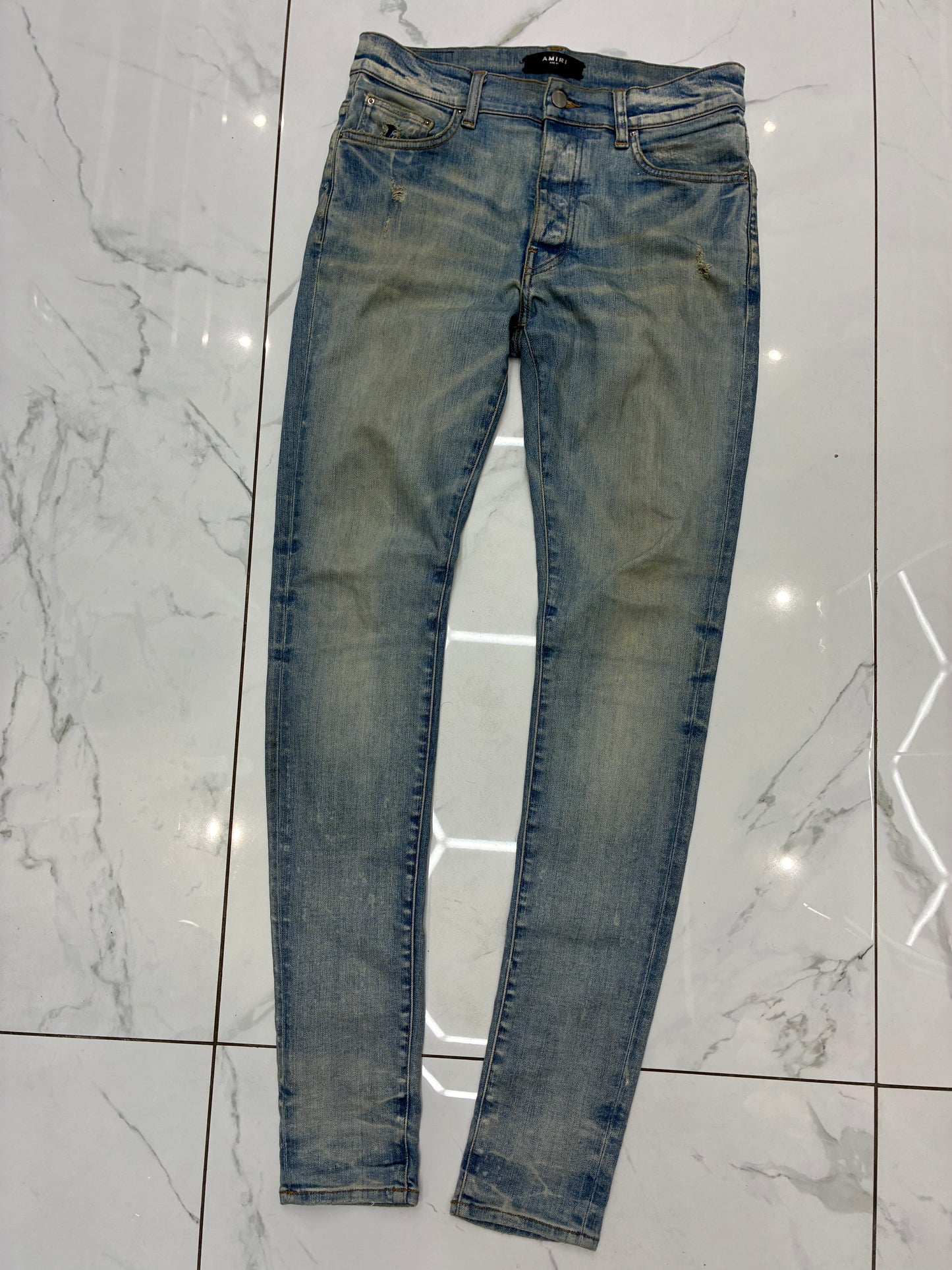 Amiri LIGHT BLUE DISSTRESSED SLIM FIT
