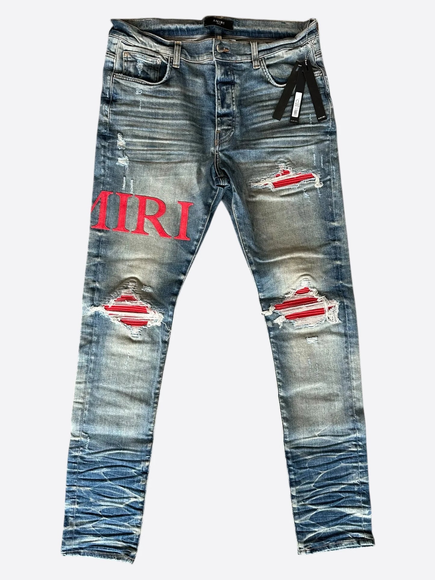 AMIRI Vintage Indigo Red Serif Logo Distressed Jean