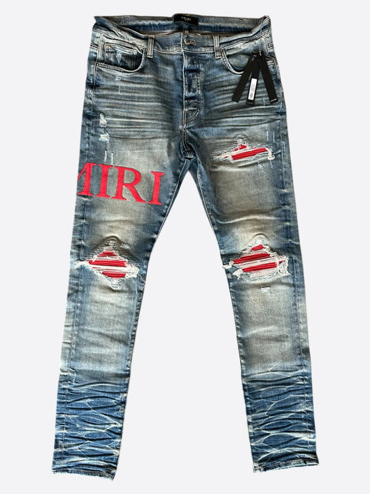 AMIRI Vintage Indigo Red Serif Logo Distressed Jean