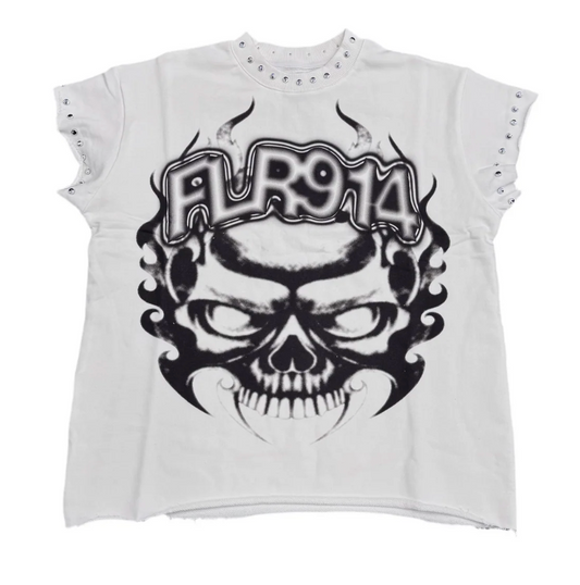 Floor 914 Demon Teeth White Cut Off Tee