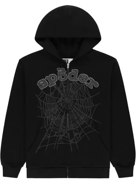 Sp5der OG Web V2 Rhinestone Zip Up Black