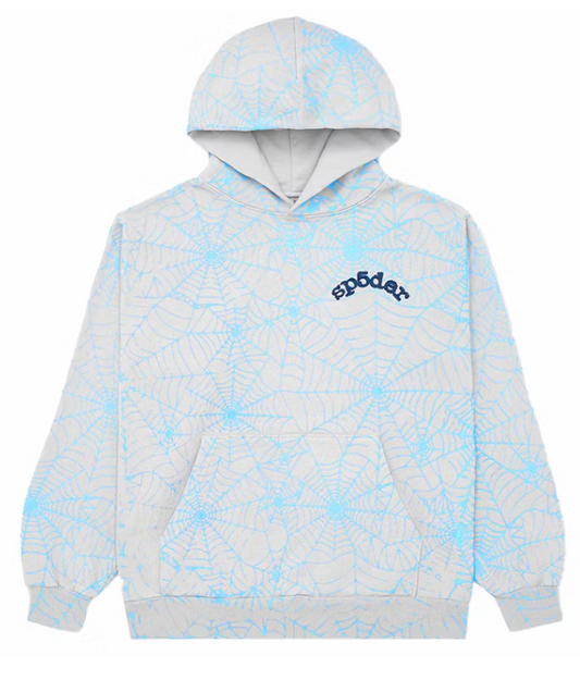 Sp5der AOP Web Hoodie Heather Grey