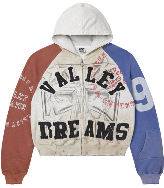 VALE FOREVER PATRIOT CHOP N SCREW ZIP UP HOODIE GREY