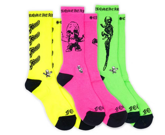 Chrome Hearts Foti Socks (3 pack) Neon Pink/Yellow/Green