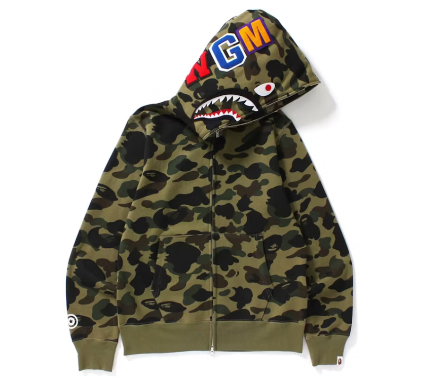 BAPE 1st Camo Shark Full Zip Hoodie Green