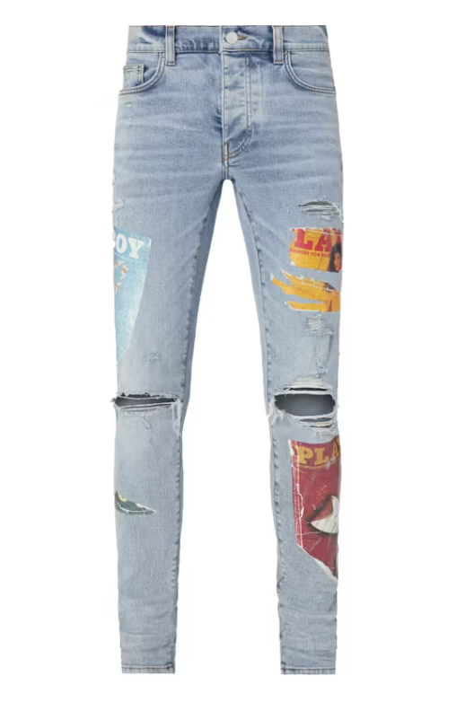 AMIRI Playboy Magazine Denim Jean Light Vintage