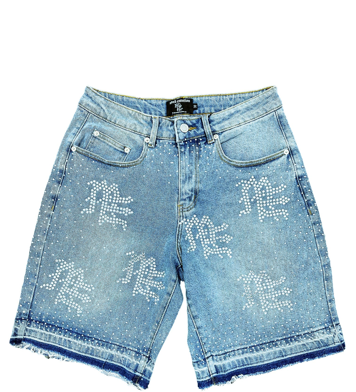 ME’ Rhinestone Denim Shorts