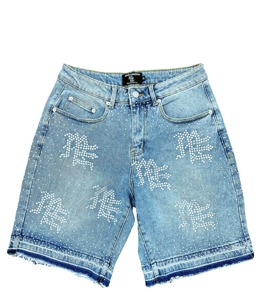 ME’ Rhinestone Denim Shorts