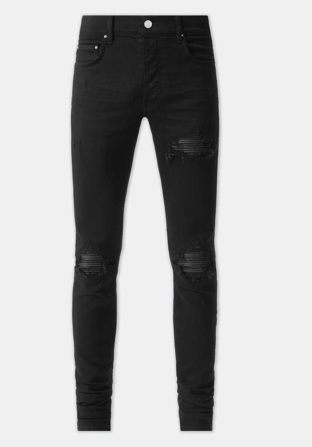 AMIRI MX1 BLACK LEATHER PATCH JEANS