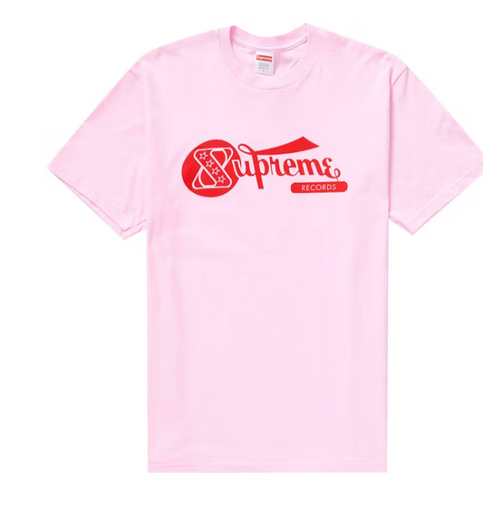 Supreme Records Tee Light Pink