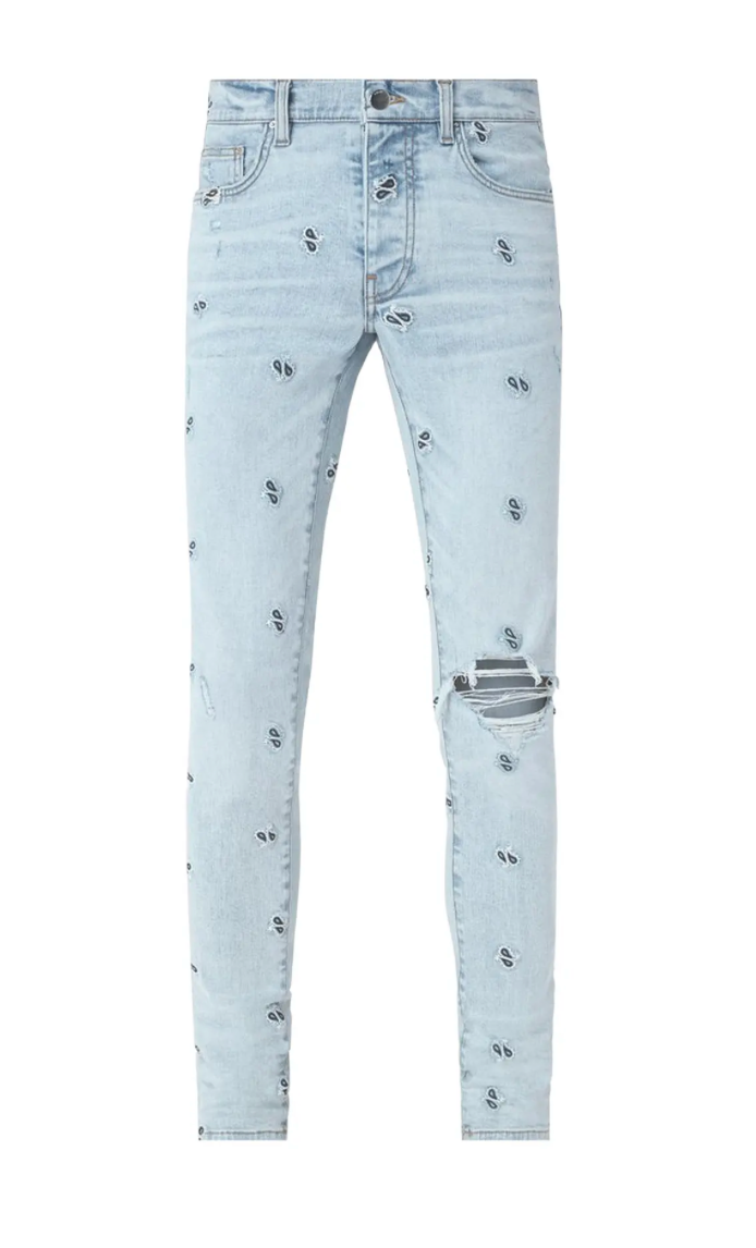 U AMIRI EMBRODIERY PAISLEY BROKEN JEAN 'LIGHT VINTAGE'