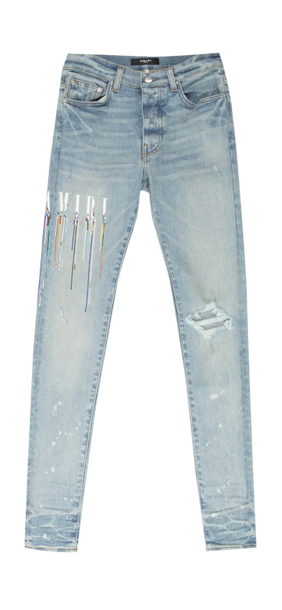 U AMIRI PAINT DRIP LOGO JEAN 'INDIGO'