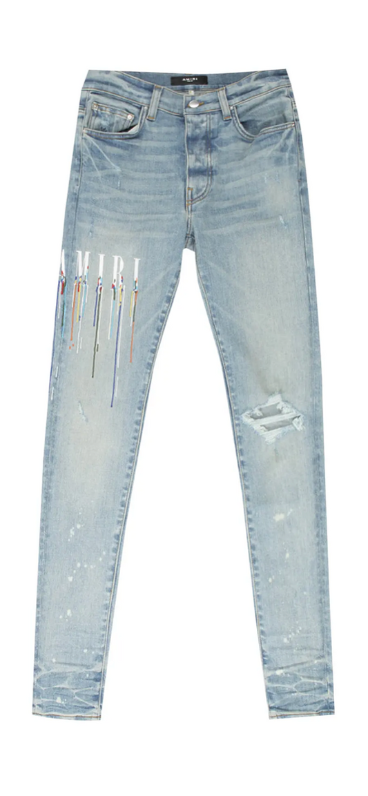 U AMIRI PAINT DRIP LOGO JEAN 'INDIGO'