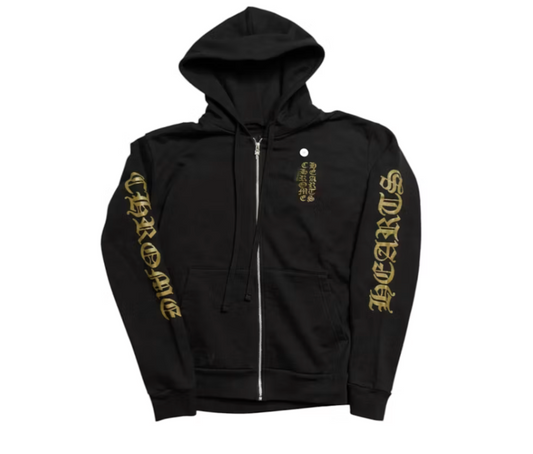 Chrome Hearts Vertical Logo Zip Up Hoodie Black/Army Green