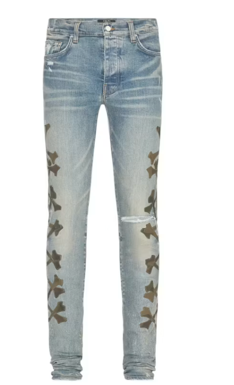 AMIRI Camo Bones Denim Jean Clay Indigo
