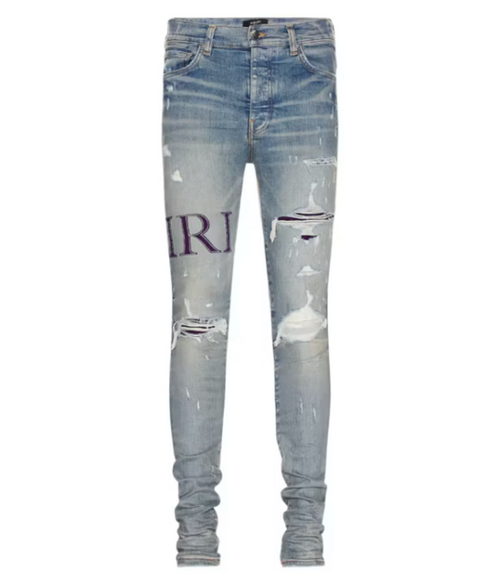 AMIRI Serif Purple Logo Jean Clay Indigo