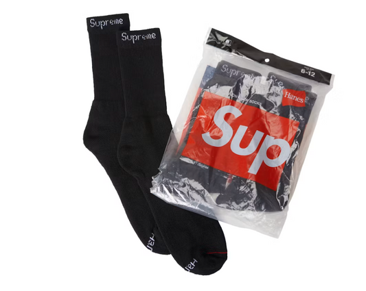 Supreme Hanes Socks (4 Pack) Black