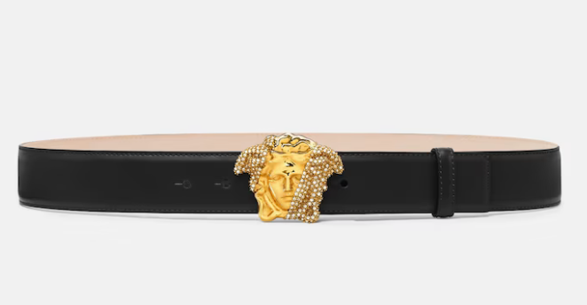 La Medusa Embellished Leather Belt 4 cm