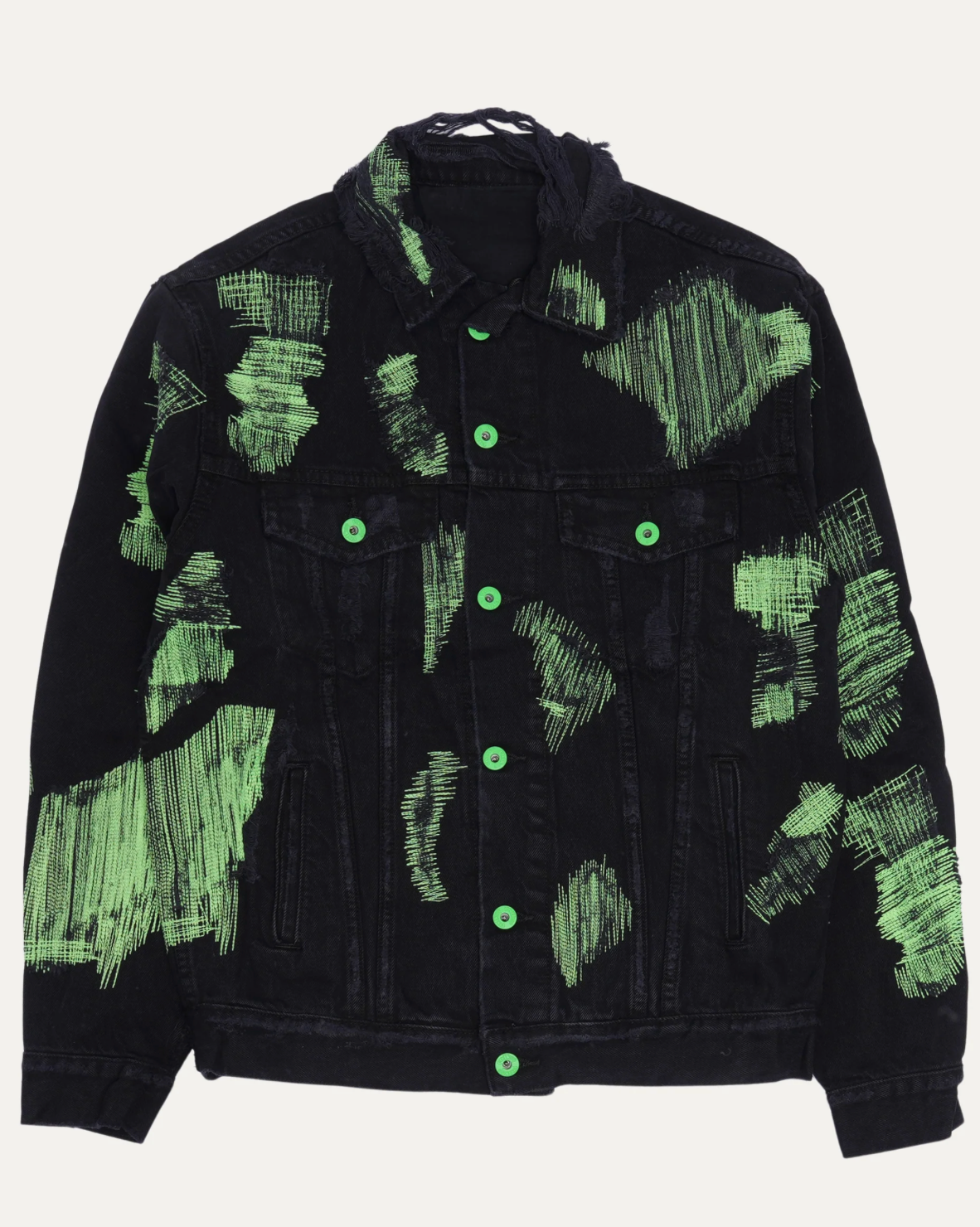 Distressed Embroidered Denim Jacket