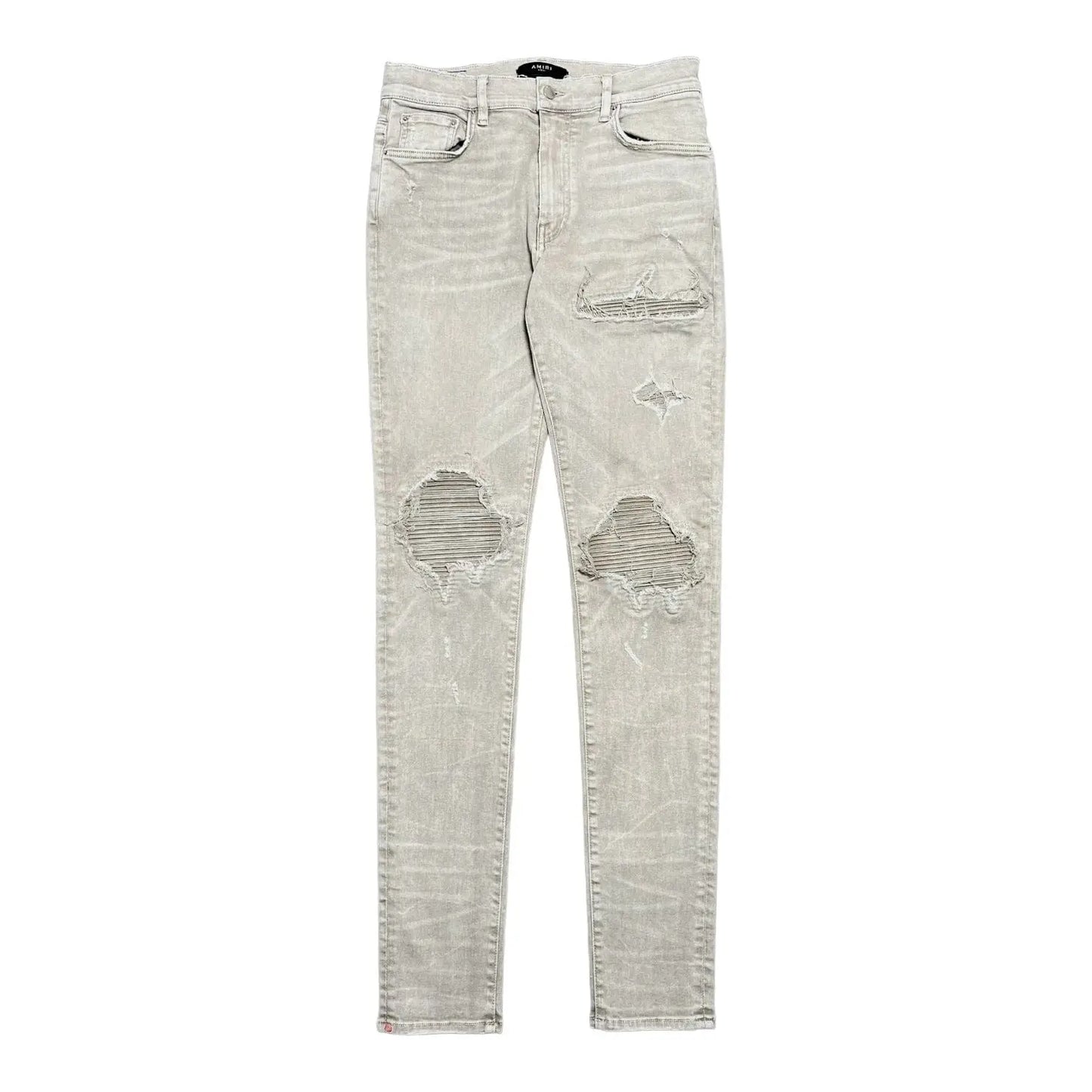 Amiri MX1 Tonal Leather Patch Jeans Grey