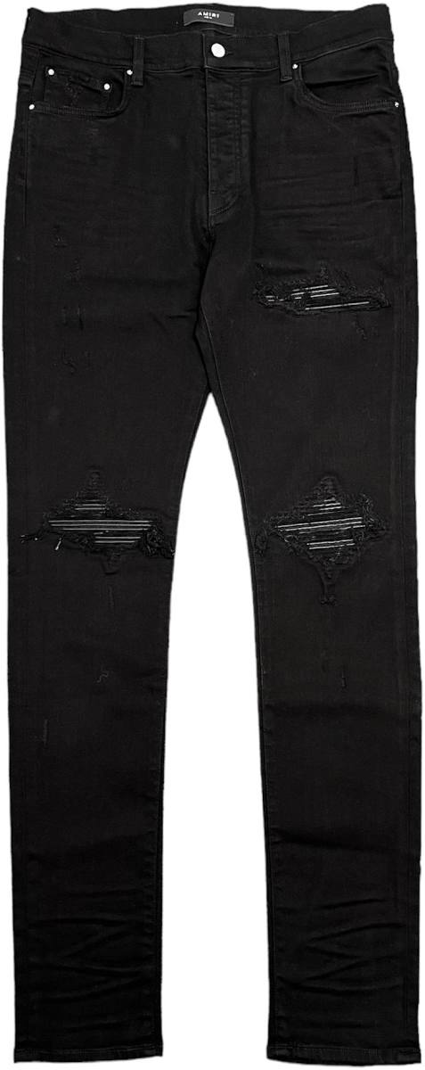 Amiri MX1 Leather Patch Jeans Black