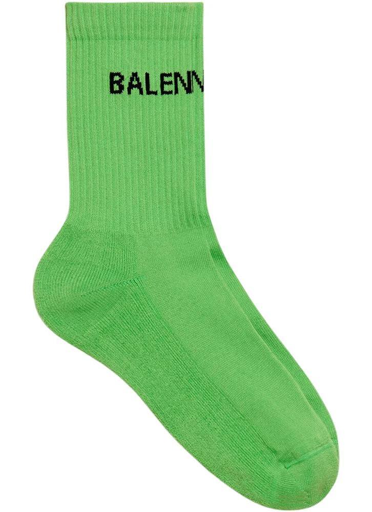 Balenciaga Logo SocksNeon Green/Black
