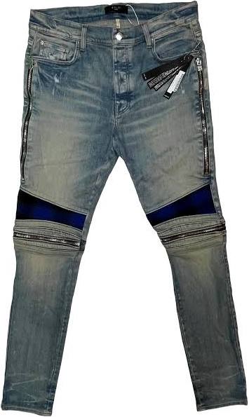 Amiri MX2 Plaid Patch Light Wash & Blue Jeans