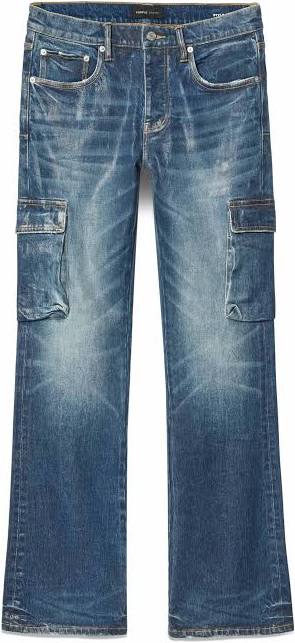PURPLE BRAND Men's Coated Flare Cargo Jeans