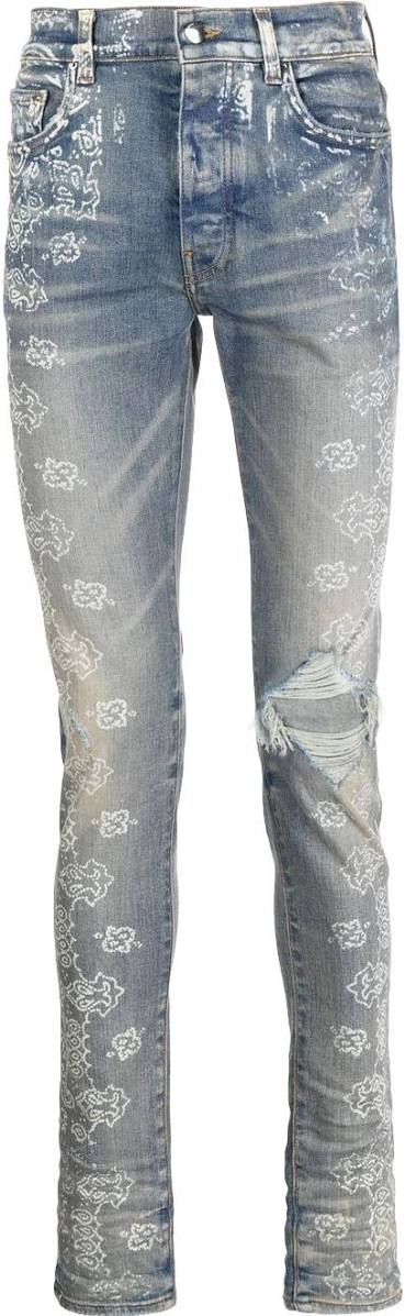 AMIRI BANDANA PRINT SLIT KNEE JEAN