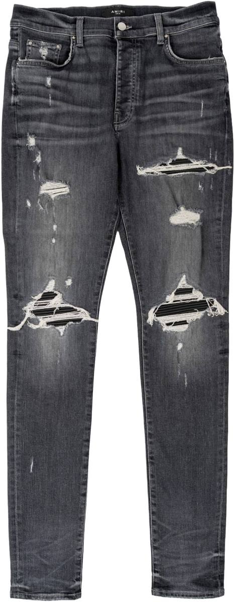Amiri MX1 Leather Patch Jeans Grey